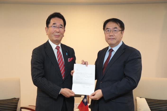 關懷颱風災情 日台友好促進山口縣議會議員連盟暖心捐款助台南災後復原