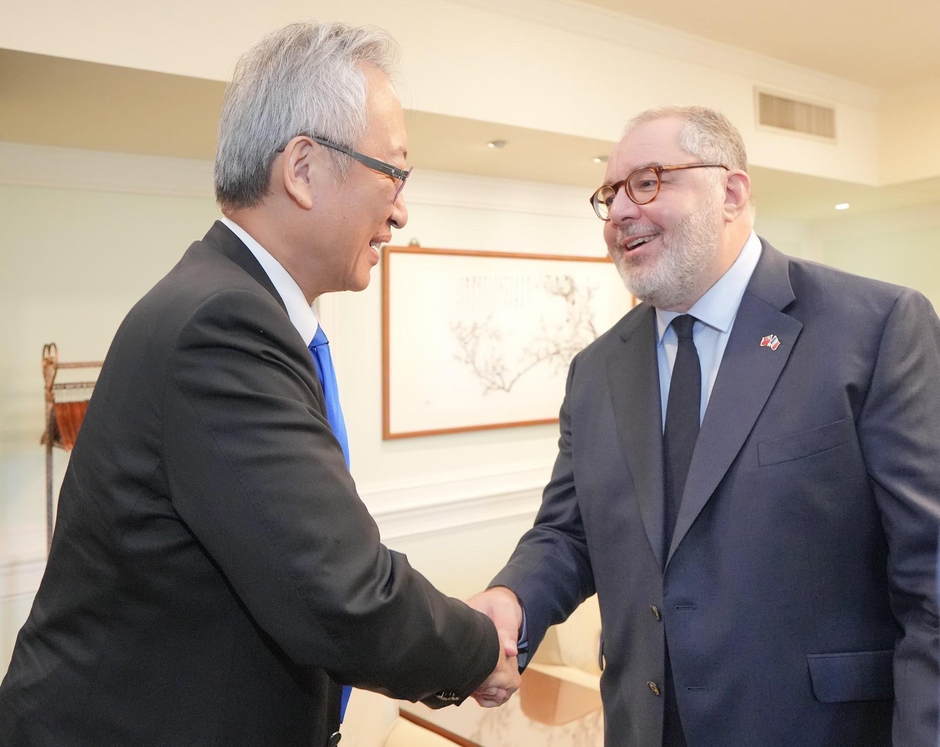 法國參院友台小組代表團訪台 吳志中午宴歡迎並就深化友誼等議題交換意見