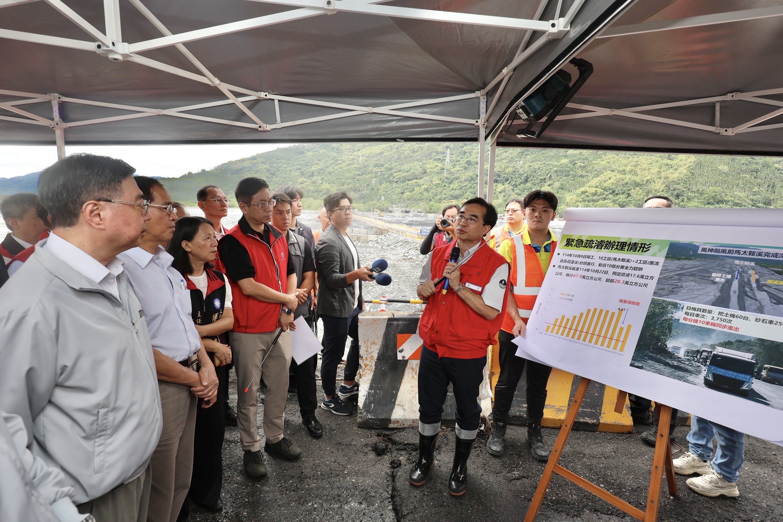 視察馬太鞍溪橋重建進度 卓揆：加速復原重建工作 提供鄉親更大安全保障