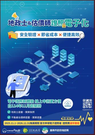 台南地政士及不動產估價師證照電子化11/1上路 首次申請證照費享半價優惠