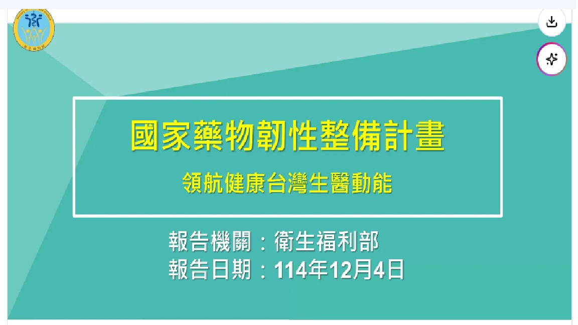 推動國家藥物韌性整備計畫 卓揆：為強化國產藥物替代能力及供應鏈韌性